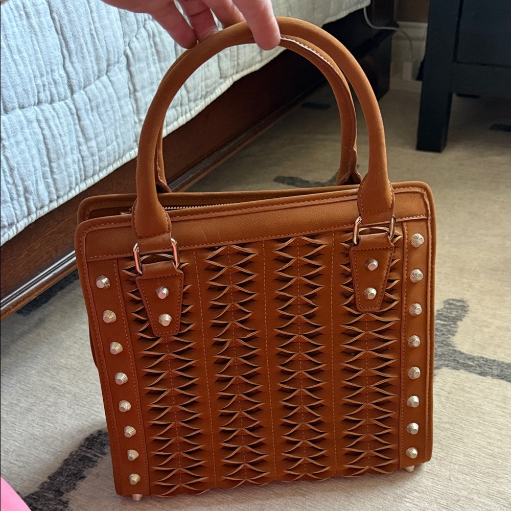 Brown Woven Accent Tote Bag - Women